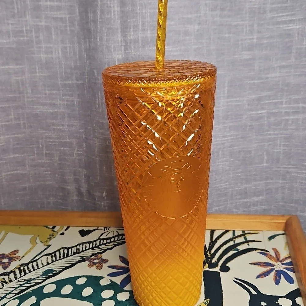 Starbucks Textured Amber Tumbler with Straw
